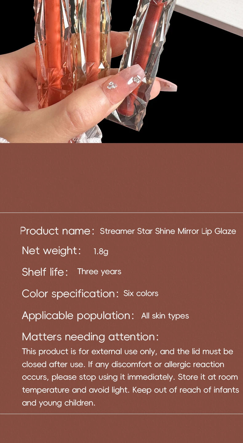 Lip Gloss Long-lasting Moisturizing Easy Halo-dyeing Waterproof Mirror Water Glass Lip Gloss Transparent Color Cosmetics