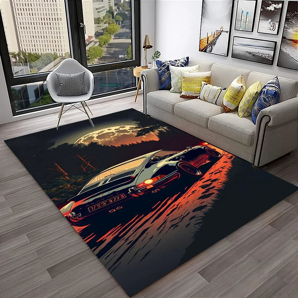 Racing Car Sports Car Carpet Rug for Home Living Room Bedroom Playroom Sofa Doormat Decor,Kids Game Area Rug Non-slip Floor Mat