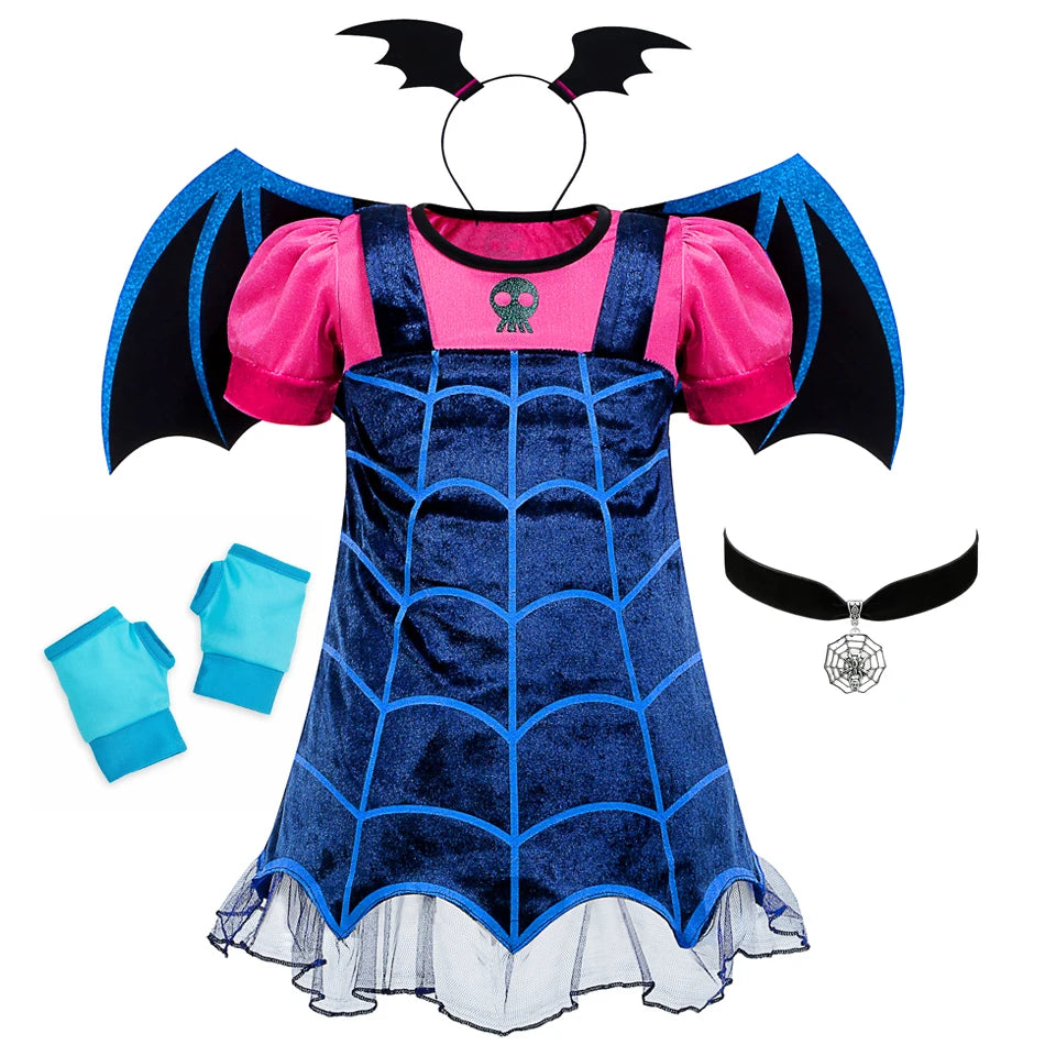 Vampire Cosplay Princess Dress Children Wings Dress Up Christmas Halloween Carnival Girls Saints Disguise Performance Clothing