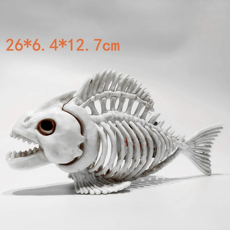 Halloween Animal Skeleton Bones Horror Fish Art Ornaments Halloween Props for Home Bedroom Decor Teaching Tool Kids Gift