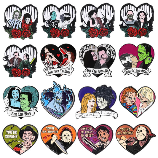 Anime Heart Rose Enamel Pins You Are Dreamy Cartoon Horror Mask Coffin Spider Lapel Badges Halloween Backpack Jewelry Gifts