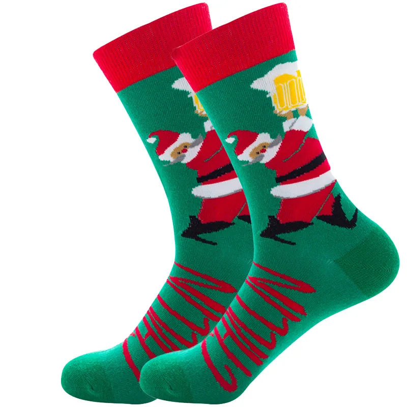 Men Women Socks Lover Christmas Halloween Celebrate Santa Elk Gift Party Biscuits Snow Happy Funny Tide Cotton Socks EU38-46