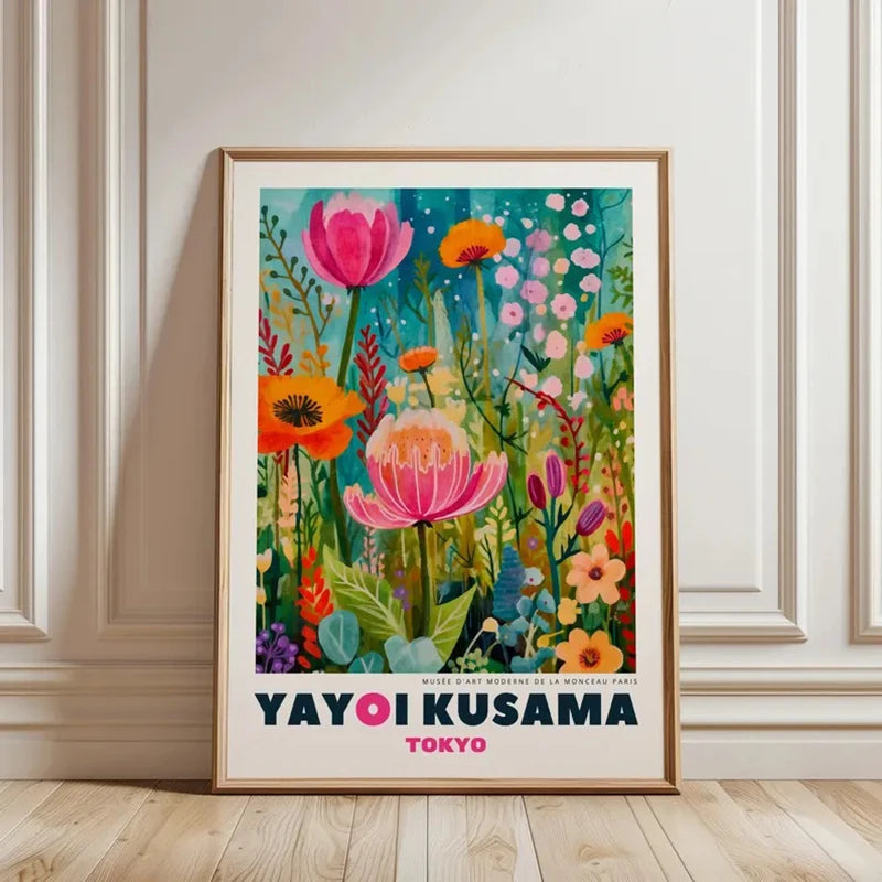 YAYOI KUSAMA Print Unframed Canvas Wall Art Japanese Wall Art - Japanese Modern Art Kusama Exhibition - Colorful Wall Art