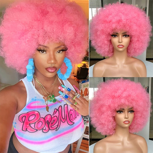 70s Afro Punk Rock Wig - Synthetic Curls, Fashion Design, Great Halloween Cosplay Wigs for Men and Women