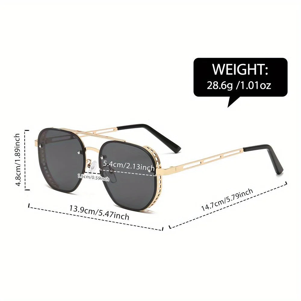 Classic and fashionable double-beam metal sunglasses, high-end, simple and versatile sunglasses