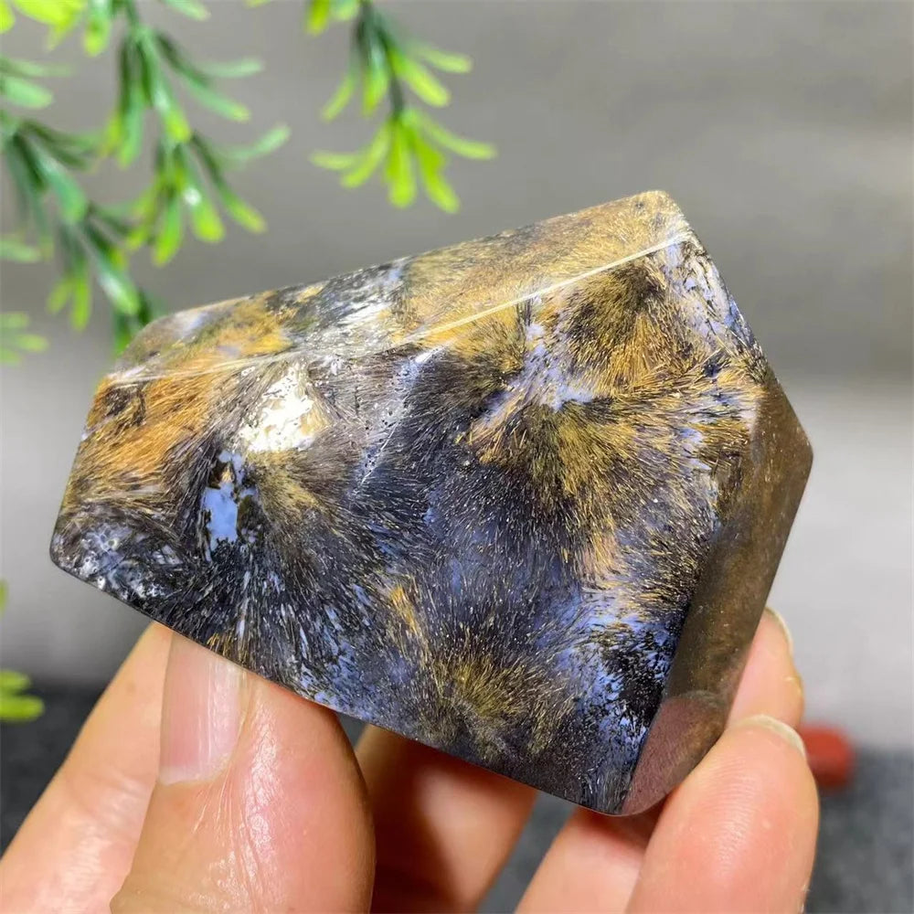 Crystal Natural Hair Agate Slab Polyhedron Quartz Minerals Home Decoration Stone Reiki High Quality Beauty Healing