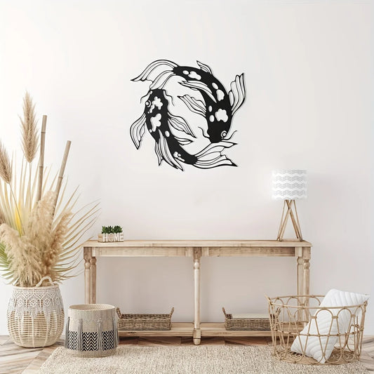 Feng Shui Koi Fish Art Metal Sculpture Minimalist Line Art Metal Wall Art Abstract Art