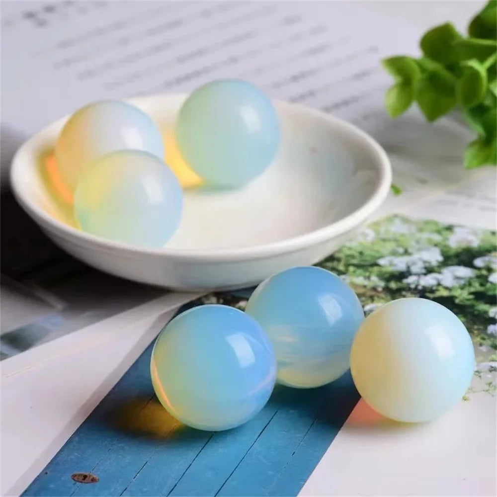 Natural White Opal Crystal Sphere Ball Energy Stone Healing Sphere Decor Meditation Spiritual Healing