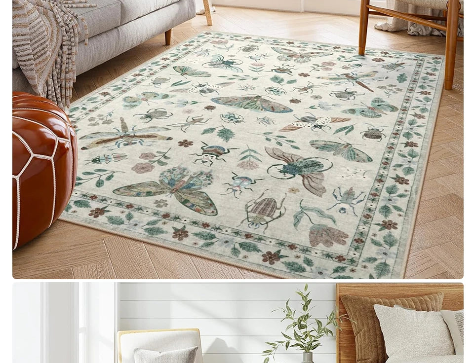 Rug for Living Room Carpet Large Size Bedroom Bedside Floor Mat Green Insect Carpets Tropical Rainforest Home Decoration Rugs