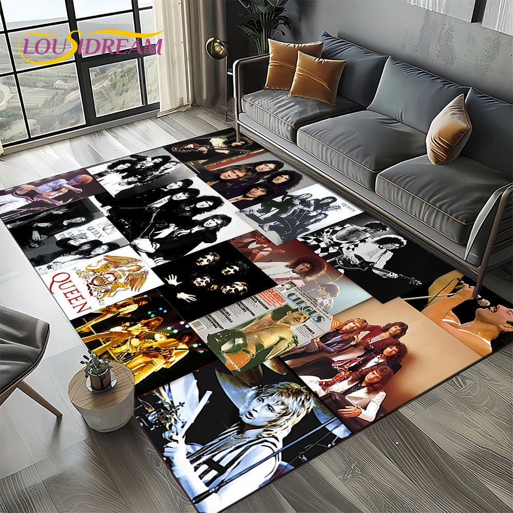 2025 Classics Queen-Rock-Band Freddie Carpet Rug for Living Room Bedroom Home Sofa Decoration,Kid Area Rug Non-slip Floor Mat