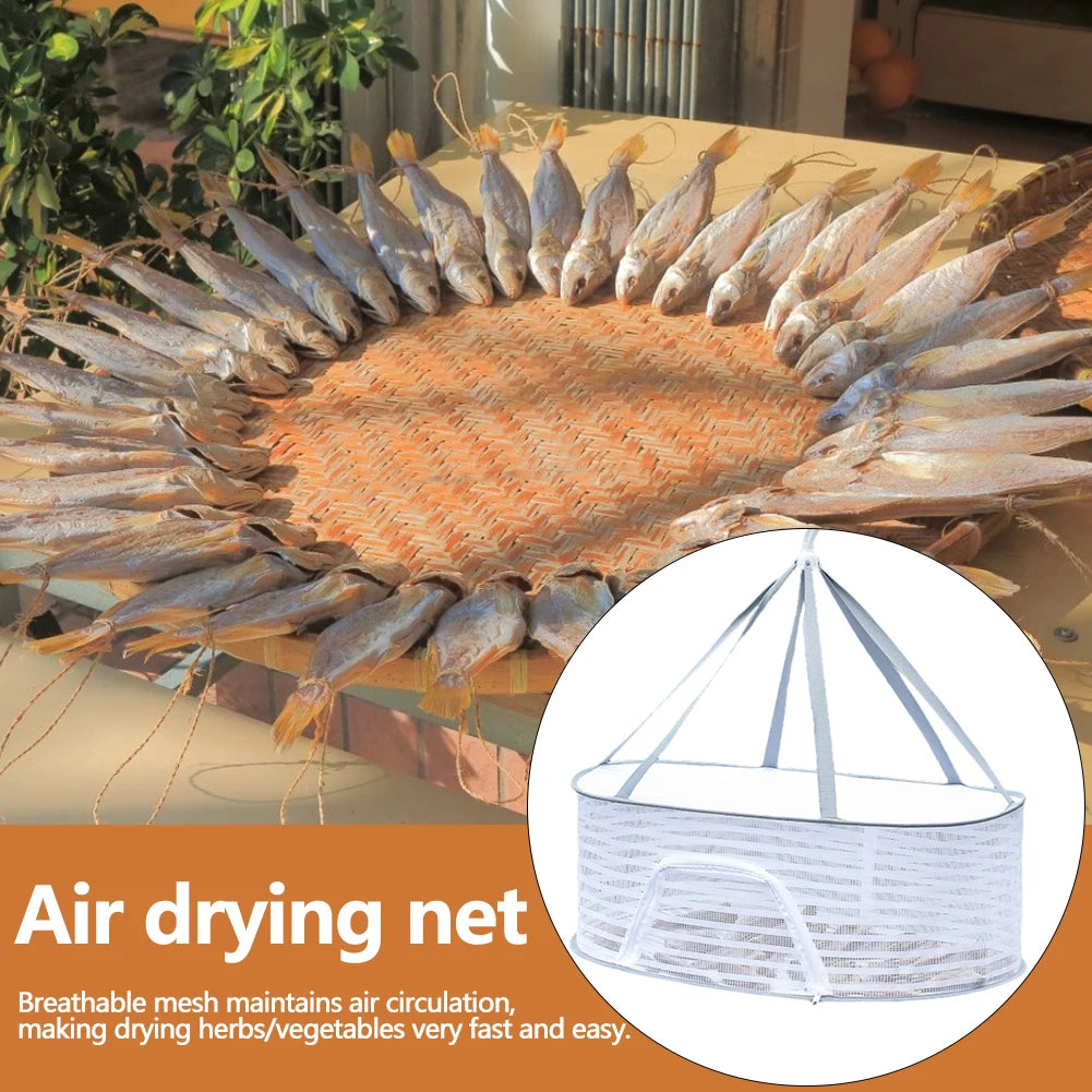 4 Layer Drying Net Herbs Removable Bra Drying Clothes Net Folding Anti-Fly Windproof Hook Drying for Fish/Vegetables/Fruit/Herbs