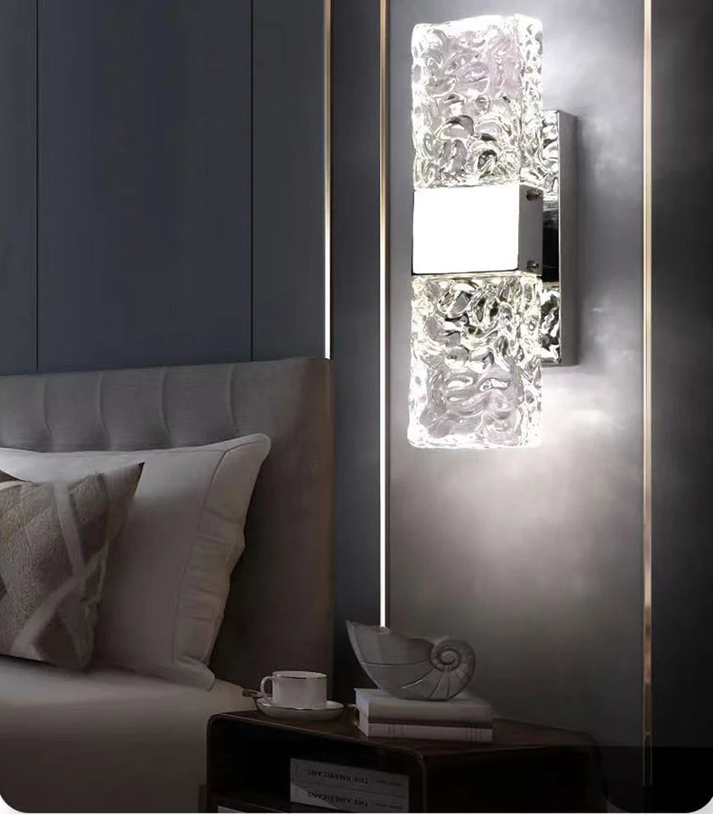 Corrugated Crystal Wall Lamps Modern LED Lighting Indoor Wall Sconces Living Room TV Background Bedroom Aisle Home Decor Lustre