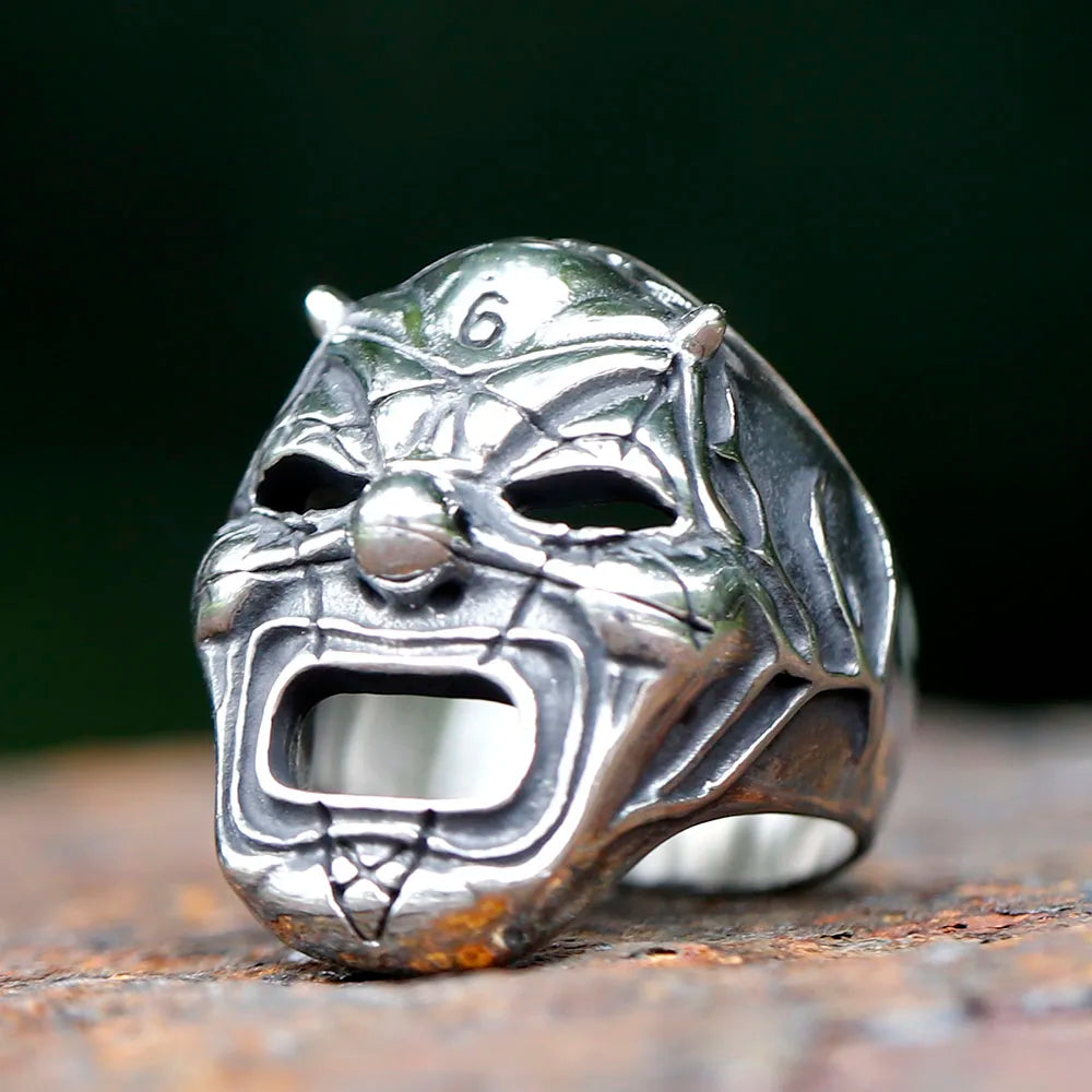 2023 Men's Flowers Skull Mask Ring Gothic 316L Stainless Steel Anel Motorcycle Band jewellery Party Halloween Gift free shipping