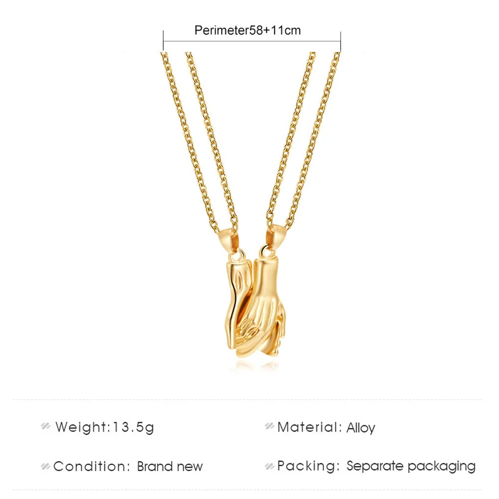 I Love You Best Friends Couple Necklace Jewelry Puzzle BFF Key Lock Tai Chi Heart Pendants Necklaces For Women Men Gift Collier