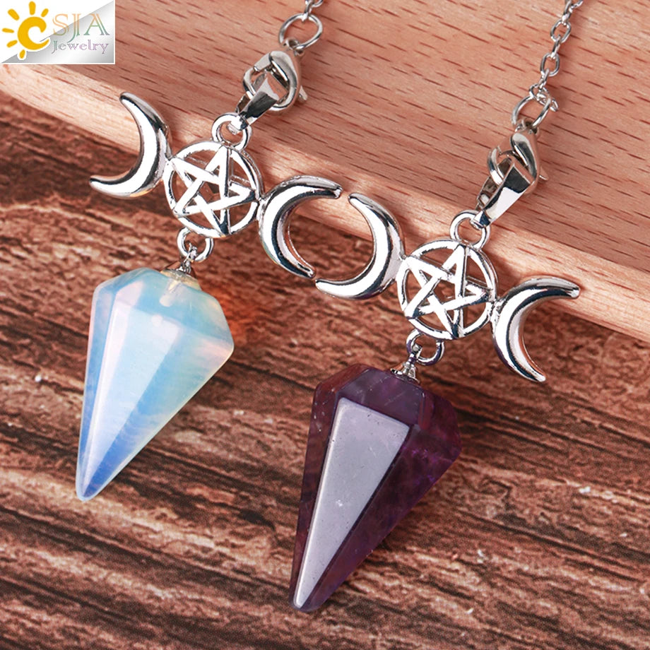 Healing Spiritual Crystal Pendulum Reiki Natural Stone Pendant Cone Penulum Pendulos for Dowsing Divination Healing Jewelry S962