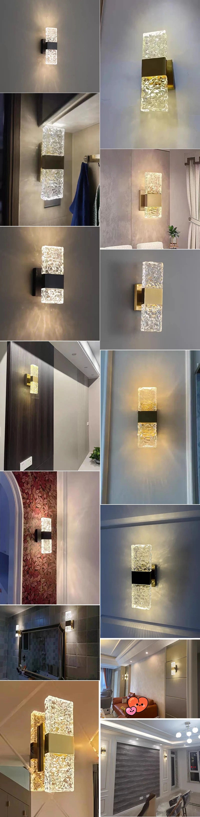 Corrugated Crystal Wall Lamps Modern LED Lighting Indoor Wall Sconces Living Room TV Background Bedroom Aisle Home Decor Lustre