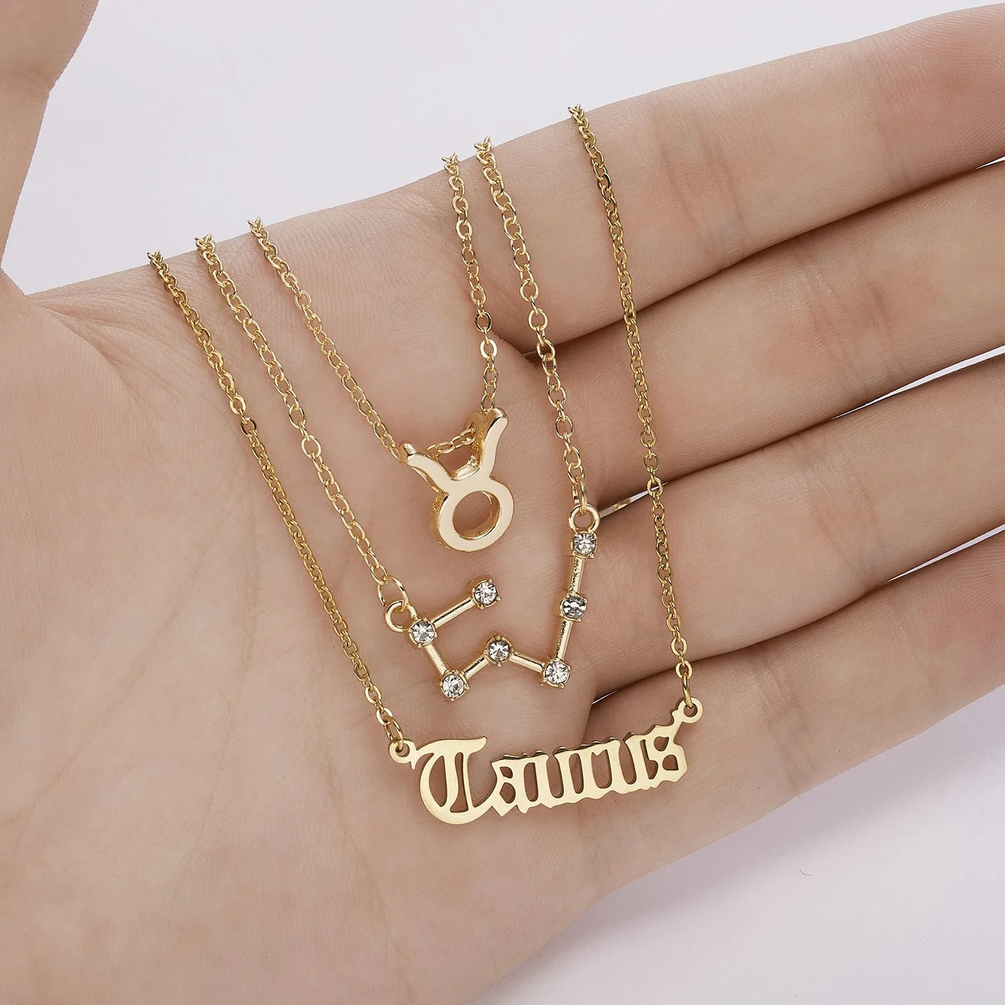 3Pcs/set 12 Zodiac Sign Necklaces Set For Women Constellation Pendant Chain Choker Birthday Jewelry With Cardboard Card