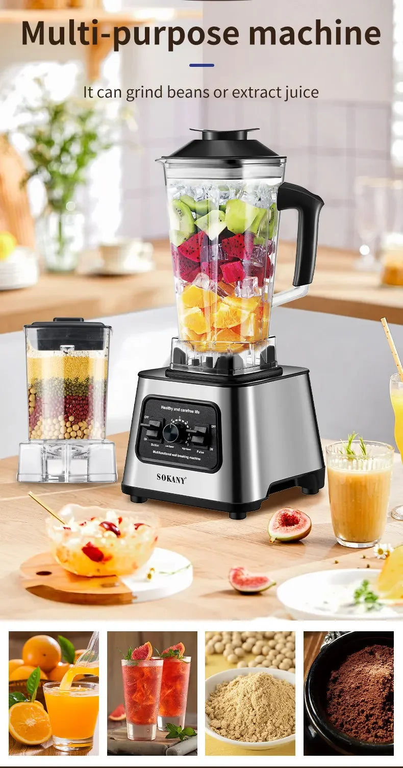 6000W Powerful Blender, Blender Smoothie Maker Table Blender with 2.5L Container, Professional Blender Mixer for Ice,Nut,Fruit