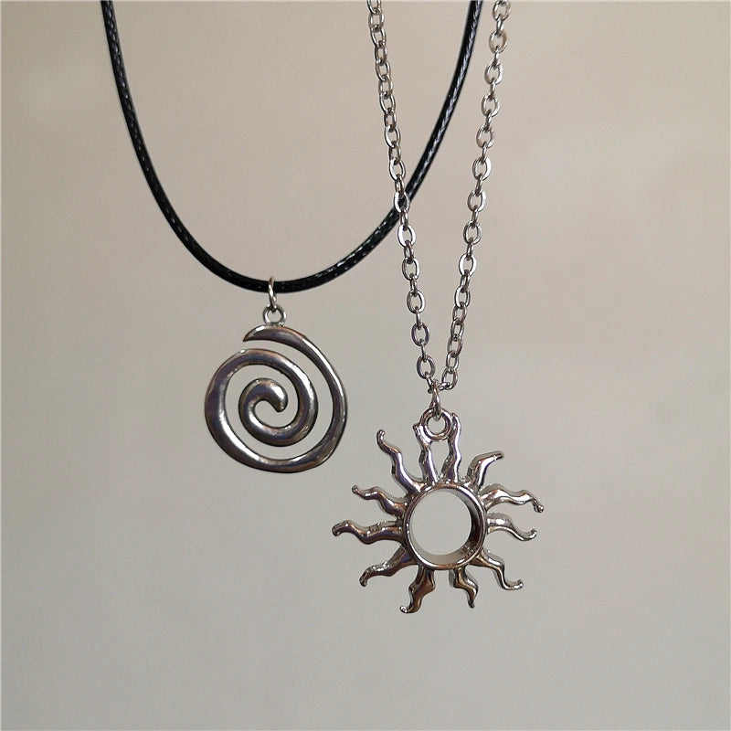 Goth Irregular Heart Cross Vortex Pendant Snake Rope Chain Necklace For Women Men Grunge Y2K 90s Punk Halloween EMO Accessories