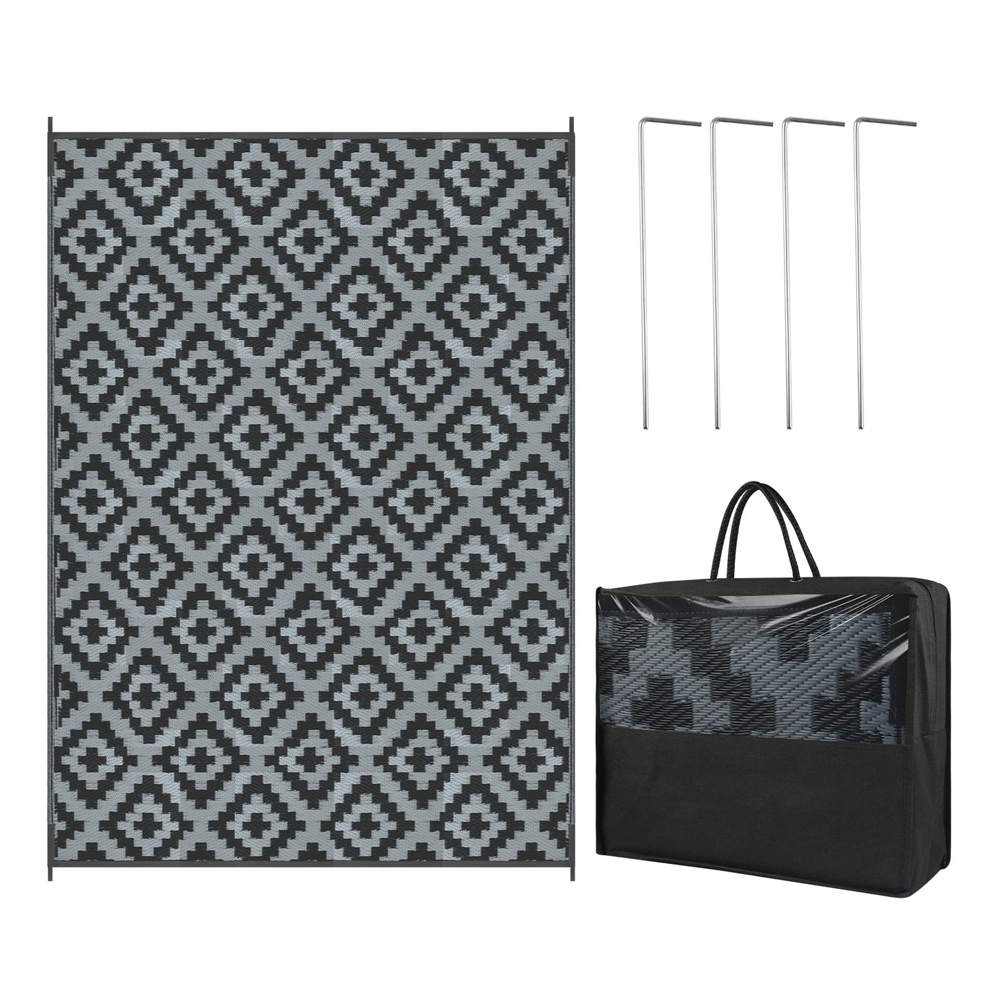 152x244CM Outdoor Rug for Patio Waterproof Anti-slip Plastic Straw Garden Mat Carpet UV Resistant Rugs for Camping Beach Picnic