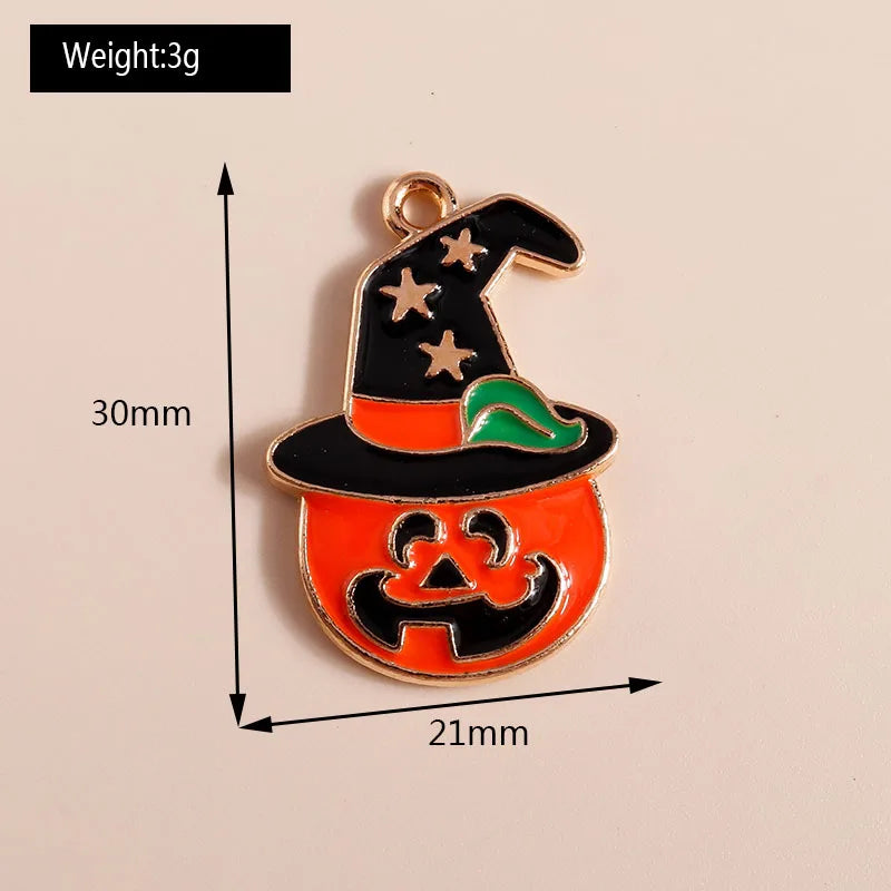 10pcs Enamel Halloween Skull Skeleton Charms Penants for Necklace Earrings DIY Bracelet Handmade Jewelry Accessories Findings