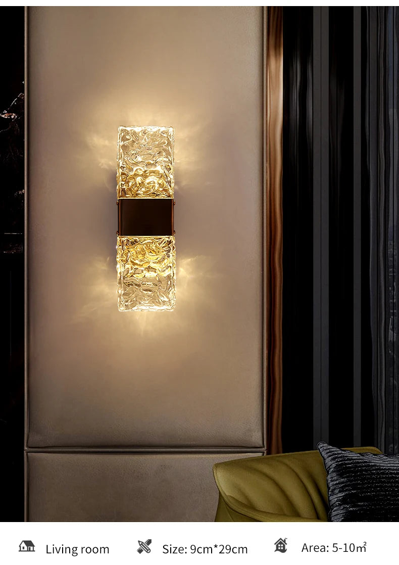 Corrugated Crystal Wall Lamps Modern LED Lighting Indoor Wall Sconces Living Room TV Background Bedroom Aisle Home Decor Lustre