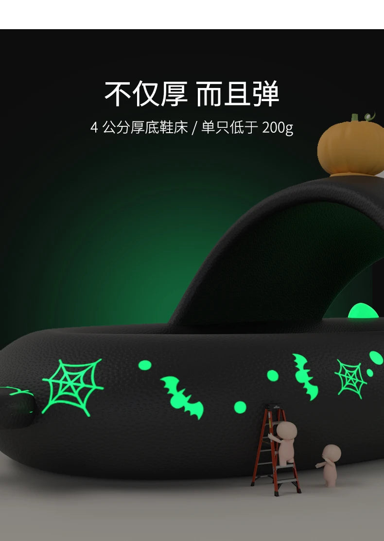 Luminous Shark Slippers Christmas Halloween Pumpkin DIY Shoes Woman Men Platform Sandals Anti Slip Couples Indoor Beach Slides