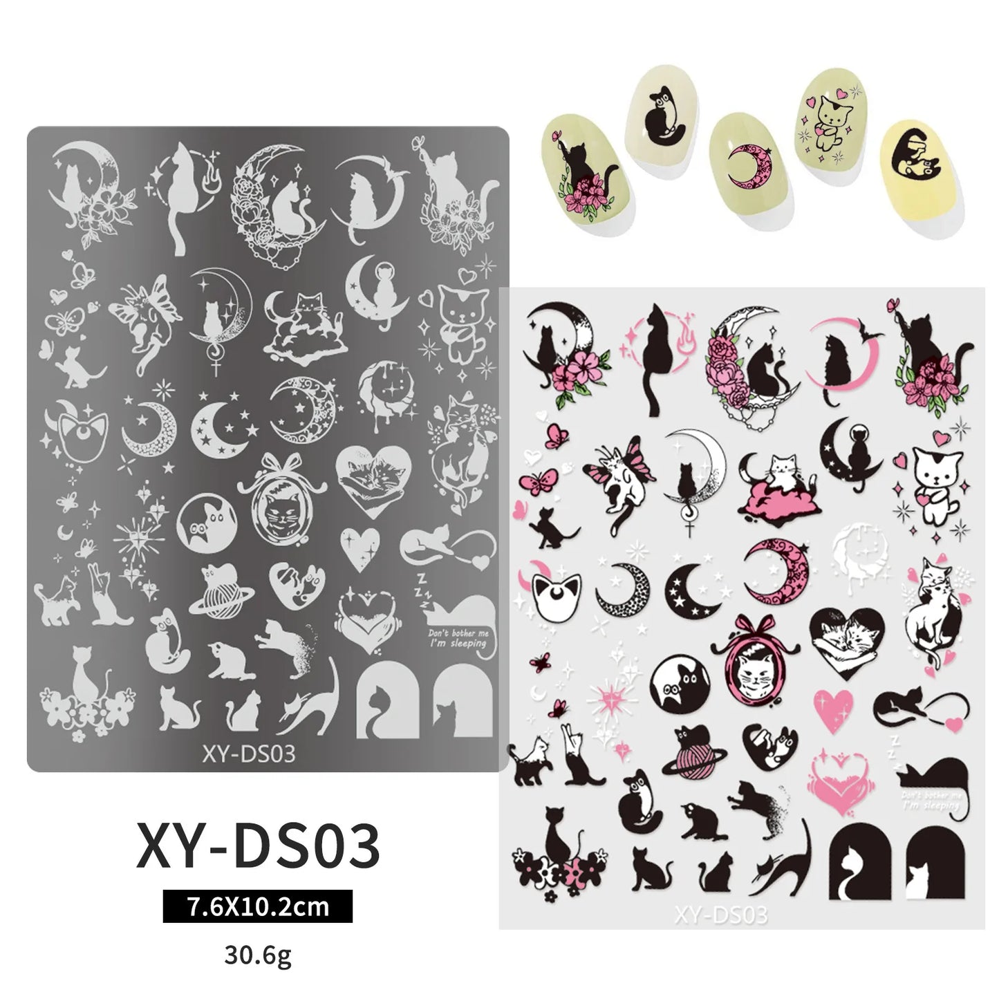 Halloween Nail Stamping Plates Nail Art Templates Printing Rose Leaves Moon Butterfly French Nails Image Stainless Stencil Tool