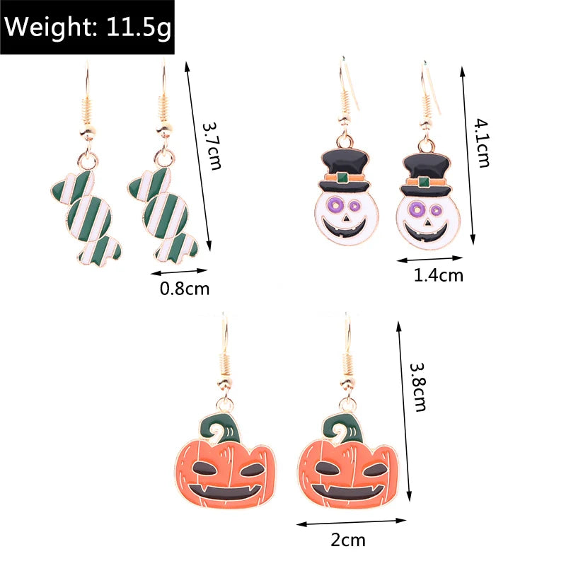 Aihua Fashion Halloween Earrings Enamel Ghost Skeleton Pumpkin Bat Spider Earrings For Women Halloween Night Party Jewelry Gifts
