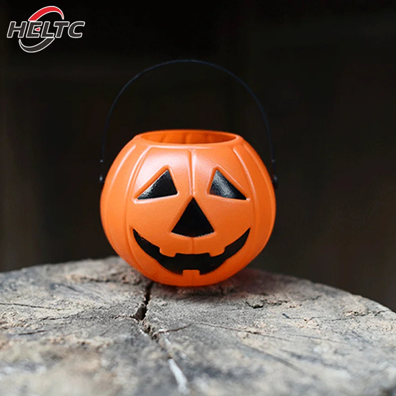 1pcs Pumpkin Bucket Halloween Candy Trick Or Treat Buckets Holder Pail Mini Basket Halloween Gift Home Decoration Props