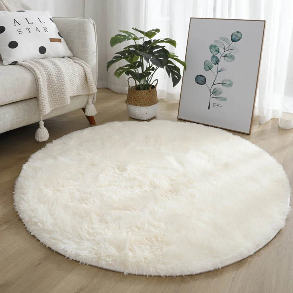 40/60/80cm Anti-Slip Round Rugs Large Shaggy Rug Super Soft Mat Living Room Bedroom Carpet Home Furnishings