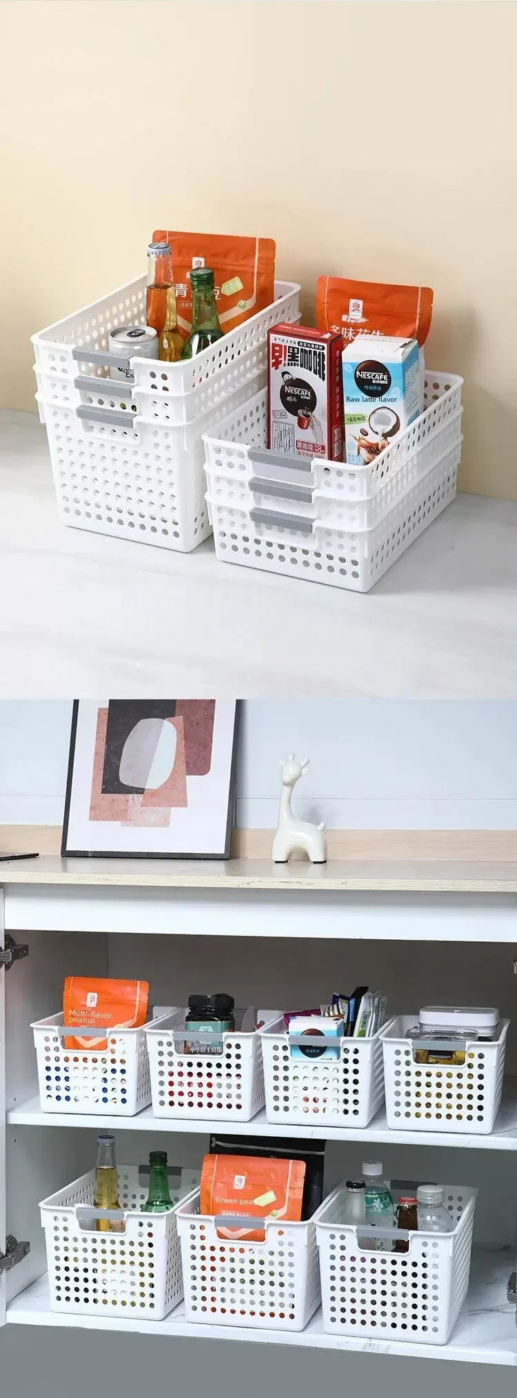 Household miscellaneous items storage basket snack toy storage box plastic shelf kitchen tabletop minimalist storage box