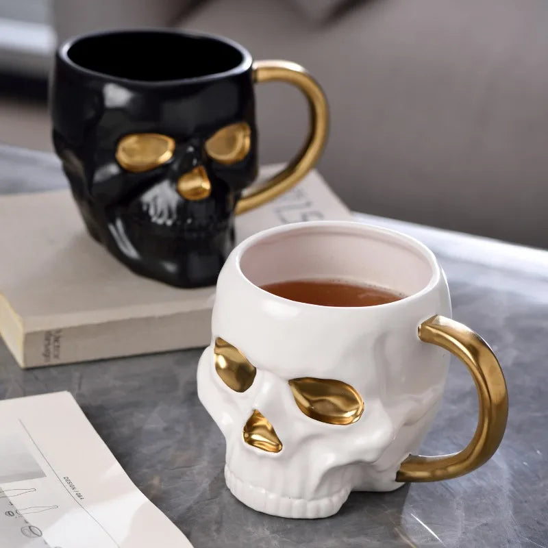 1PC 600ML Halloween Skull Cup with Handle Lidless Ceramic Cup Funny Water Beer Milk Cup Mocha Cup Creative Modeling Mug