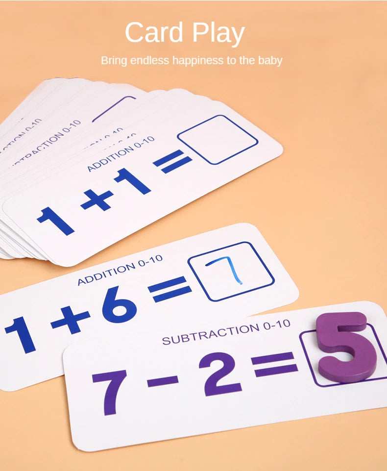 Kids Teaching Early Learning Aids Toddler Educational Toy Wooden Number Matching Addition and Subtraction Math Toys for Children