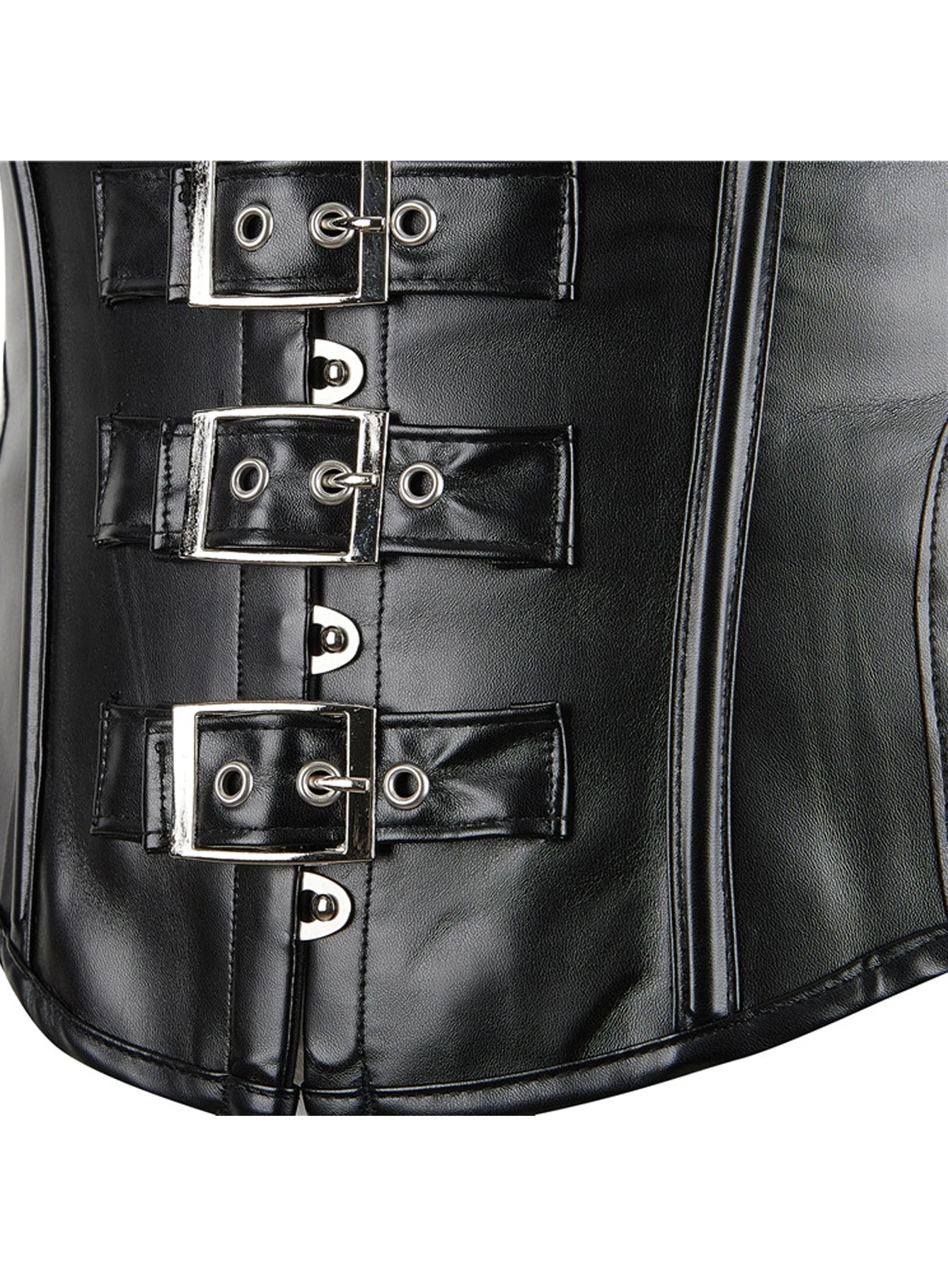 PU Leather Corset Sexy Steampunk Corset Top Halter Corselet Shapewear Women Tummy Control Bustier Lace Up Halloween Costume