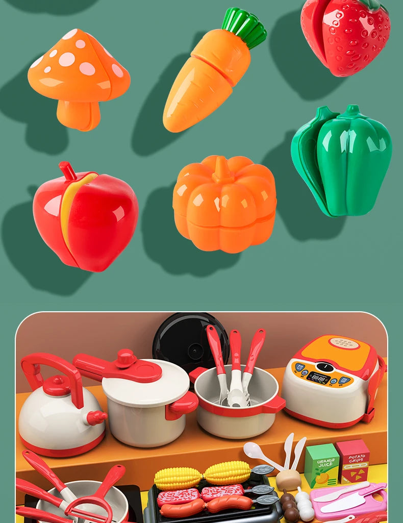 Toddler Food Cutting Toys Kitchen Play Fruit And Vegetable Set Educational Cooking Kits Fun Children's Day Present For Children