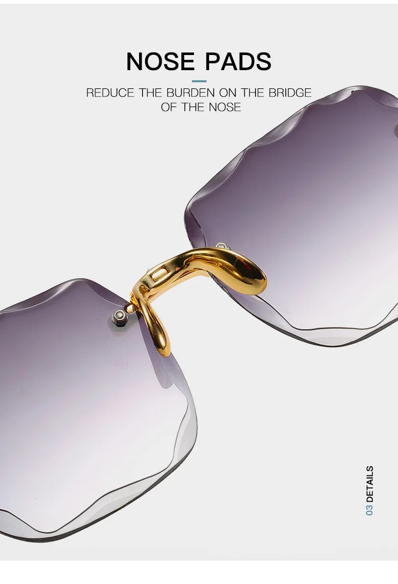 2023 New Rimless Women's Sunglasses Fashion Gradient Lenses Sun glasses Lady Vintage Alloy Legs Classic Designer Shades UV400