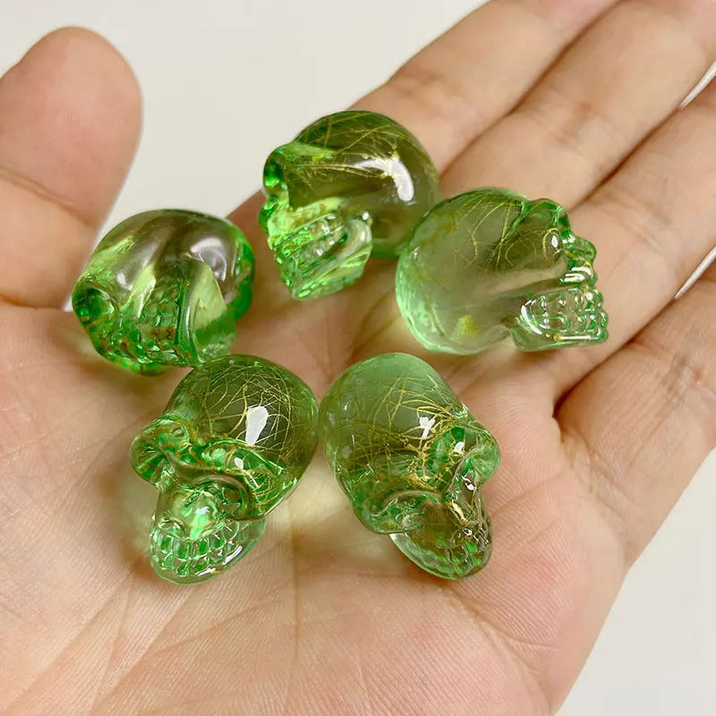Crystal Skull Glass Carving Jewelry Quartz For Home Decoration Healing Crystals Skull Ornament Reiki Witchcraft Gifts Figurine