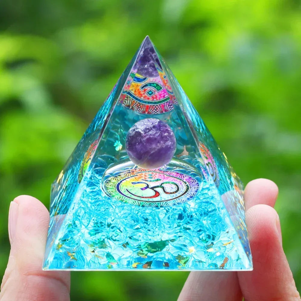Crystals Stone Orgone Pyramid Energy Generator Natural Amethyst Peridot Reiki Chakra Meditation Tool Room Decor Christmas Gifts