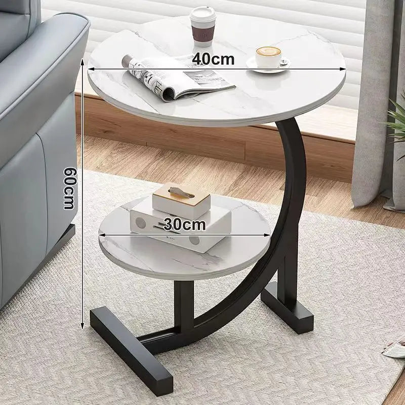 Household Mini Coffee Table Light Luxury Movable 2layer Sofa Side Table Bedside Storage Shelf Balcony Coffee Table Shelves