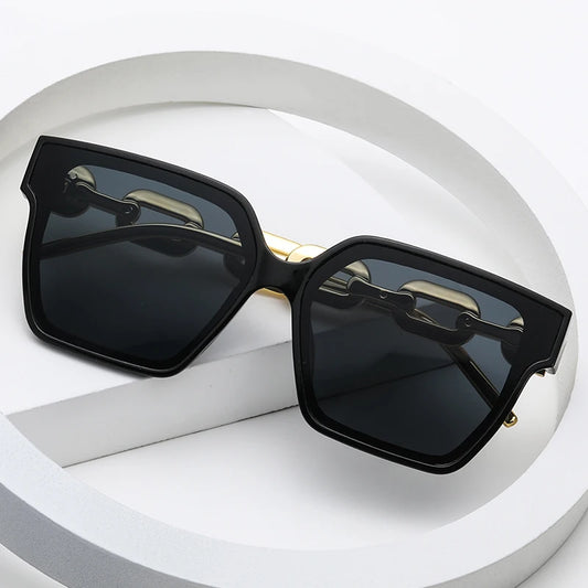 Luxury Cat Eye Sunglasses Woman Brand Designer Vintage Black Sun Glasses for Fashion Big Square Frame Female UV400 Oculos De Sol
