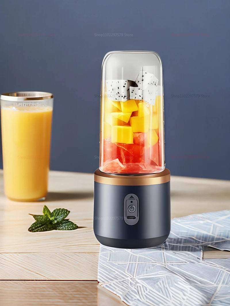 Multifunction Double Cup Juicer 400ml USB Rechargeable Portable Electric Juicer 6 Blade Fruit Blender for  Home Kitchen Tool