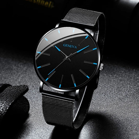 Fashion Ultra Thin Men’s Watches Simple Steel Mesh Belt Quartz Wrist Watch
