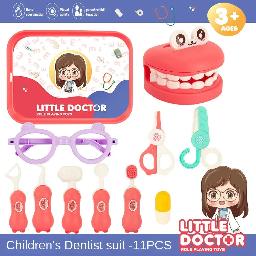 Role Playing Game Dental Doctor Toys Pretend Play Toothbrush Simulation Dentist Toy Set Interaction Early Education