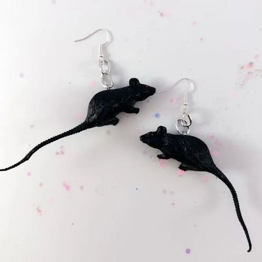 rats Black dangle Earrings Halloween mice goth halloween handmade jewelry unique
