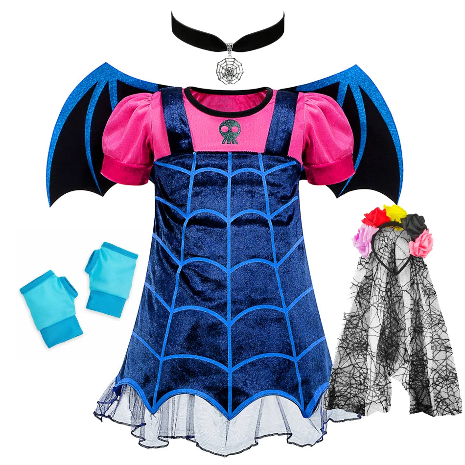 Vampire Cosplay Princess Dress Children Wings Dress Up Christmas Halloween Carnival Girls Saints Disguise Performance Clothing