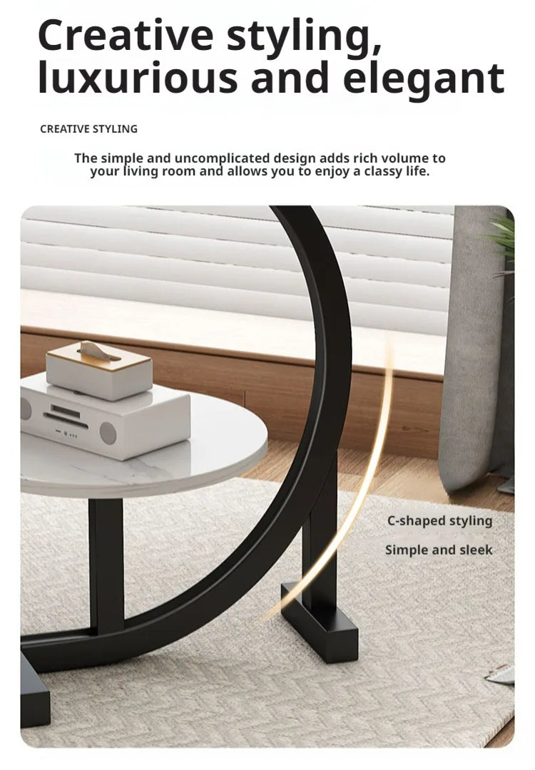 Household Mini Coffee Table Light Luxury Movable 2layer Sofa Side Table Bedside Storage Shelf Balcony Coffee Table Shelves