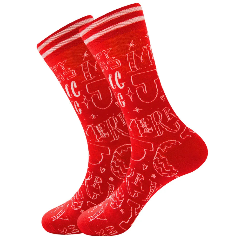 Men Women Socks Lover Christmas Halloween Celebrate Santa Elk Gift Party Biscuits Snow Happy Funny Tide Cotton Socks EU38-46