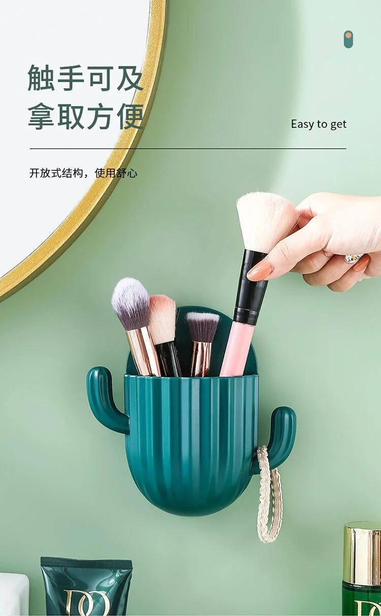 Cactus Toothbrush Holder Shelf Organizer Bathroom Household Items Bathroom Bathroom Shelves Drain