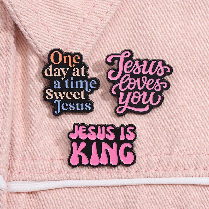 Text Love Like Jesus Enamel Pin Custom Easter Cross Believer Halloween Jewelry Lapel Clothes Backpack Shirt Gift For Fans Friend